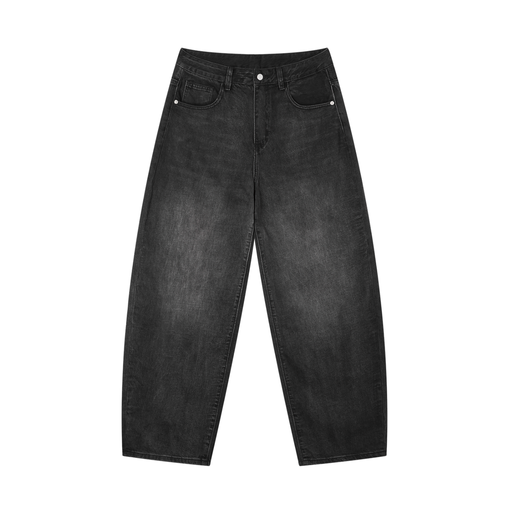 Vintage Wash Barrel Jeans – Washed Black