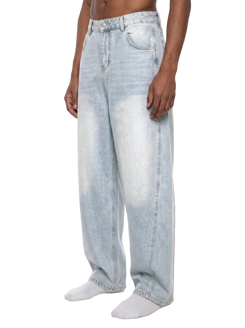 Vintage Wash Barrel Jeans – Light Blue