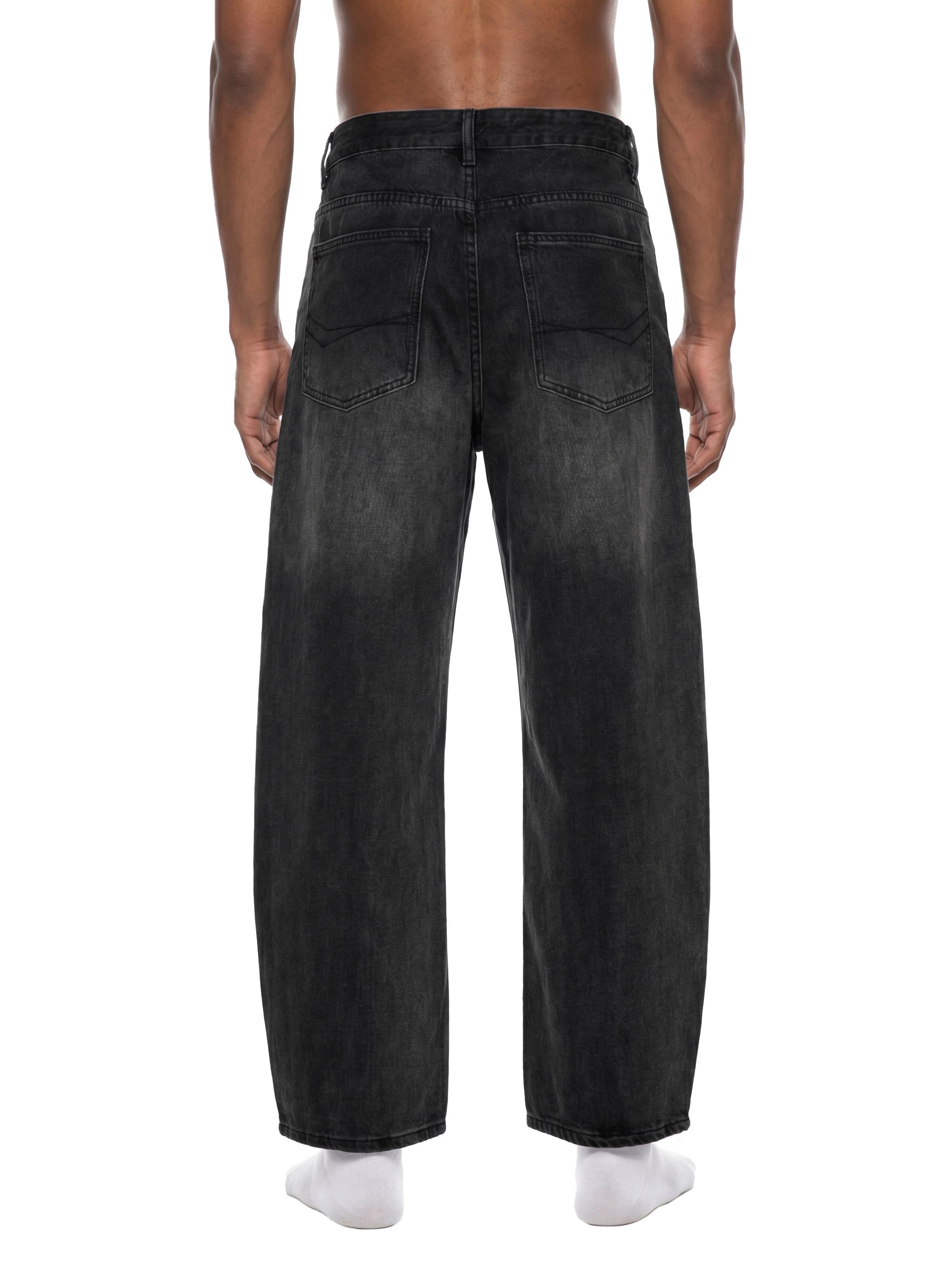 Vintage Wash Barrel Jeans – Washed Black