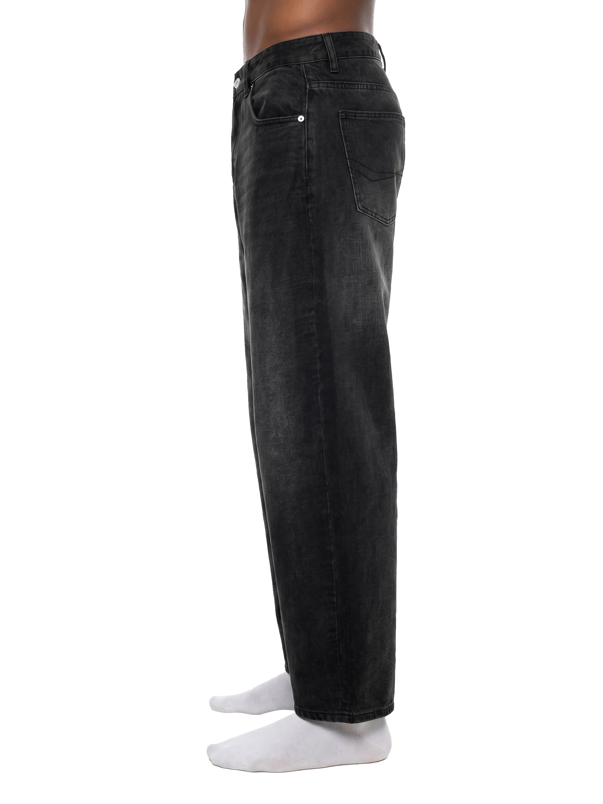 Vintage Wash Barrel Jeans – Washed Black