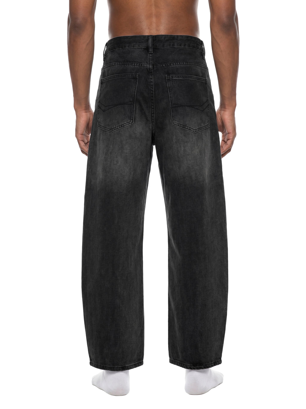 Vintage Wash Barrel Jeans – Washed Black