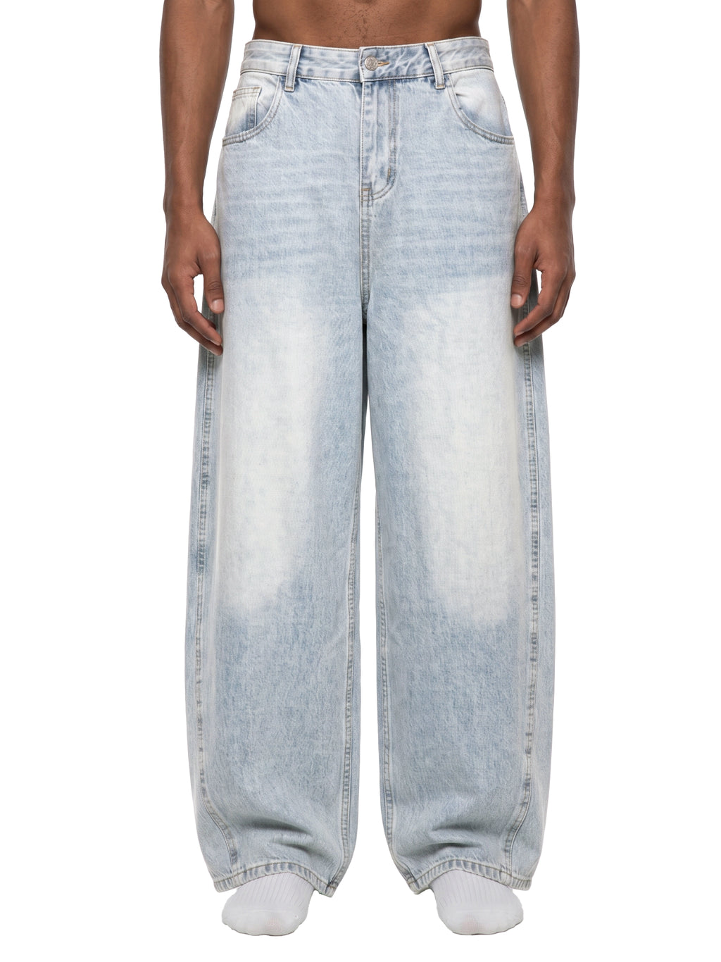 Vintage Wash Barrel Jeans – Light Blue