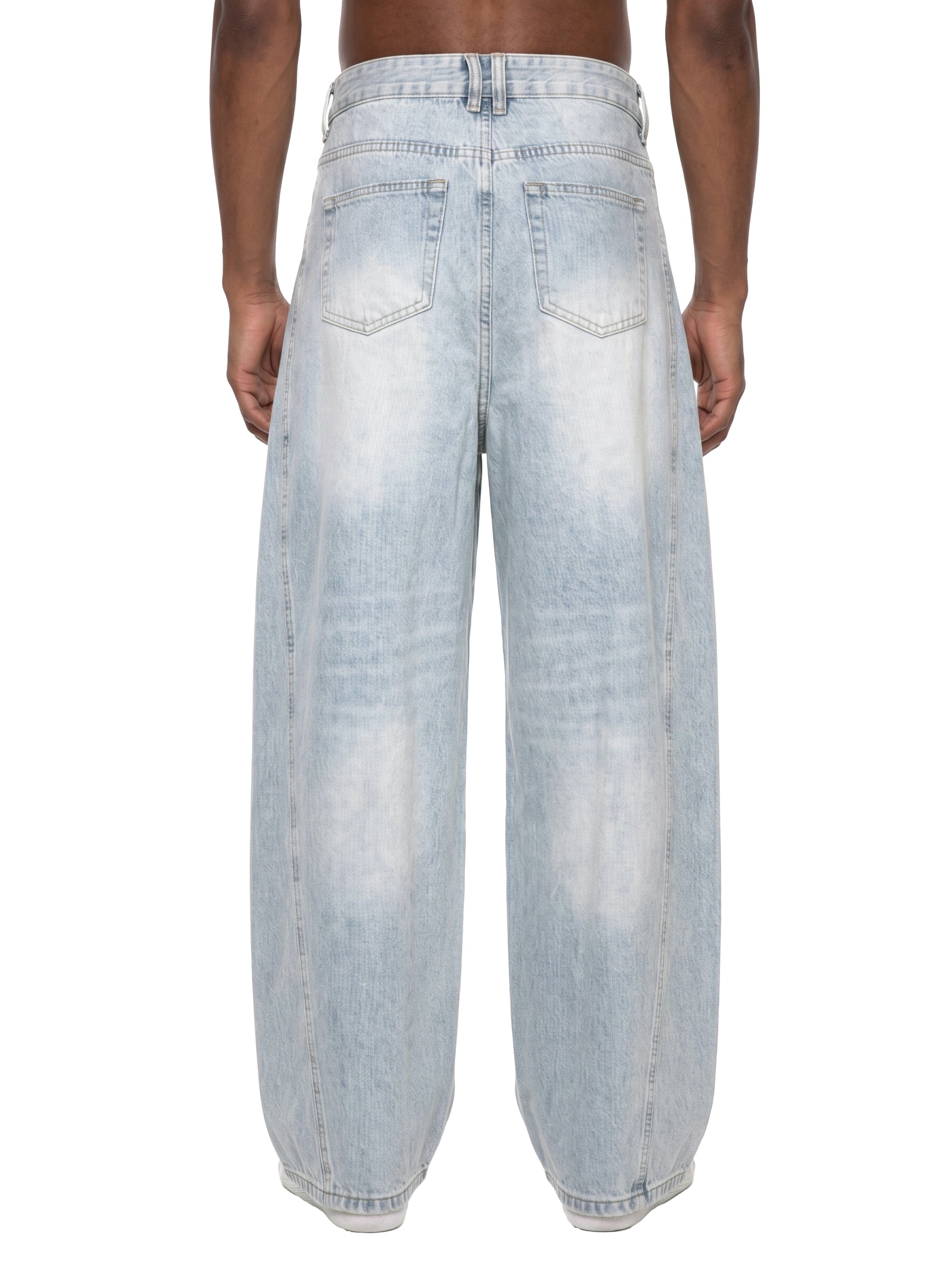 Vintage Wash Barrel Jeans – Light Blue