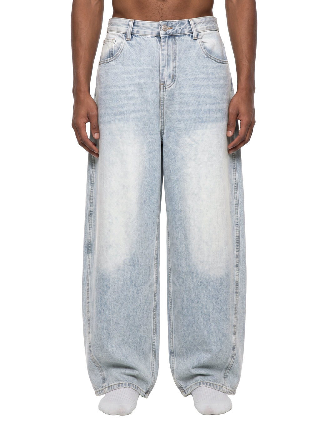 Vintage Wash Barrel Jeans – Light Blue