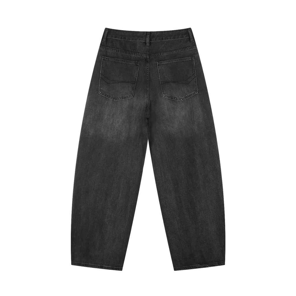 Vintage Wash Barrel Jeans – Washed Black
