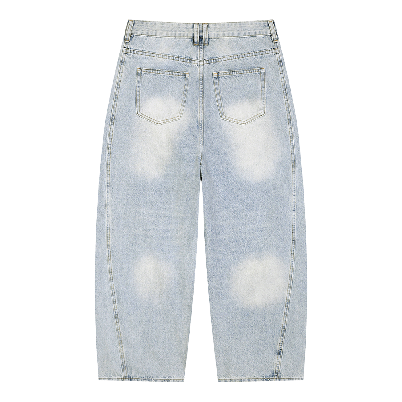 Vintage Wash Barrel Jeans – Light Blue